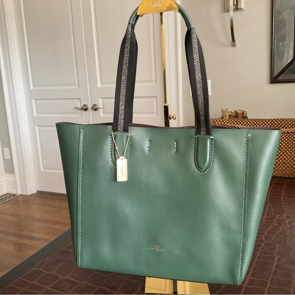 ❤️💝NWT! Coach Derby Tote Handbag Leather Gold/Everglade Msrp:$350.00